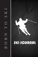 Ski Journal: v2-1 Ski lined notebook gifts for a skiier skiing books for kids, men or woman who loves ski composition notebook 111 pages 6x9 Paperback black background with black rock and white skier' 1676444831 Book Cover