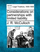 Considerations on partnerships with limited liability. 1240140703 Book Cover