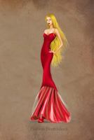 Fashion Sketchbook: Red Dress Fashion Illustration, Fashion Croquis Templates for Designers 1724907255 Book Cover