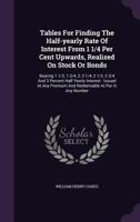 Tables For Finding The Half-yearly Rate Of Interest From 1 1/4 Per Cent Upwards, Realized On Stock Or Bonds: Bearing 1 1/2, 1 3/4, 2, 2 1/4, 2 1/2, 2 3/4 And 3 Percent Half Yearly Interest: Issued At  1346502609 Book Cover