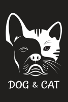 Dog & Cat: Dog & Cat Face On Black Cover, Blank Lined Journal Notebook, College Ruled Size 6" x 9", 110 Pages, Gift for Dog & Cat Lovers 1712573675 Book Cover