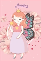 Amelia: Fairy Princess - Personalized Blank Lined Journal Notebook Gift For Girls, Women 1650937954 Book Cover