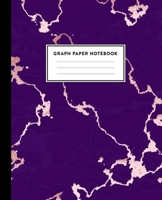Graph Paper Notebook: Beautiful Purple Marble and Rose Gold 7.5 x 9.25 inches - 5 x 5 Squares per inch, Quad Ruled Cute Graph Paper Composition Notebook for Children, Kids, Girls, Teens and Students ( 168944388X Book Cover