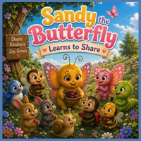 Sandy the Butterfly Learns to Share: A Heartwarming Rhyming Picture Book About Sharing, Kindness, Friendship & Generosity for Kids Ages 3–8 | Social ... for Boys & Girls (Sandy Learns Something New) B0H8DRC9NL Book Cover