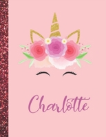 Charlotte: Charlotte Marble Size Unicorn SketchBook Personalized White Paper for Girls and Kids to Drawing and Sketching Doodle Taking Note Size 8.5 x 11 1658395409 Book Cover