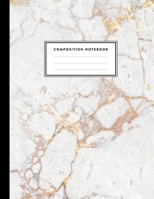 Composition Notebook: White Marble and Shiny Gold Inlay, Journal for Girls, Kids, School, Students and Teachers (College Ruled 8.5 x 11, 100 pages) 1089169302 Book Cover