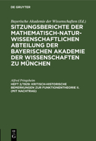 Kritisch-historische Bemerkungen zur Funktionentheorie II. (mit Nachtrag) 3112323459 Book Cover