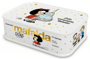 Lata Mafalda: 11 Tomos En Una Lata (¡Edición Feliz Aniversario, Mafalda) / Mafalda Collection: 11 Volumes in a Tin Box (Happy Anniversary Edition, Maf 8426420001 Book Cover