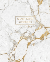 Graph Paper Notebook: White Grey Marble and Gold - 7.5 x 9.25 - 5 x 5 Squares per inch - 100 Quad Ruled Pages - Cute Graph Paper Composition Notebook for Children, Kids, Girls, Teens and Students (Mat 1689684976 Book Cover