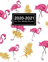 2020-2021 Two Year Weekly Planner: 8.5x11 Vintage Flamingo Tropical Leafs Pattern 2 Year Weekly Planner, Organizer, Journal, Notebook & To Do list Gift For Men, Women, Teen Girls, Boys 1695374045 Book Cover