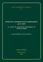 Recherche Et Enseignement Des Mathematiques Au Ixe Siecle: Le Recueil de Propositions Geometriques de Na'im Ibn Musa 9042914963 Book Cover