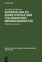 Materialien Zu Einer Syntax Der Italienischen Bedingungssätze 3112324218 Book Cover