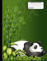 Cartoon Panda Bear Sleeping in Bamboo Leaves Composition Notebook College Ruled 200 Pages / 100 Sheets, 9-3/4" x 7-1/2" 1717051979 Book Cover