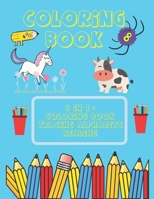 3 in 1 Coloring Book: Coloring Animals, Tracing Alphabets, Reading B08HGTT272 Book Cover