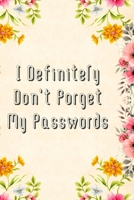 I Definitely Don't Forget My Passwords: Basic Internet Password Keeper Book 1088657249 Book Cover