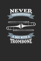 Never Underestimate A Boy With A Trombone: Never Underestimate Notebook, Dotted Bullet (6 x 9 - 120 pages) Sports and Recreations Themed Notebook for Daily Journal, Diary, and Gift 1673471218 Book Cover