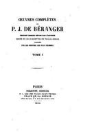 Oeuvres Compl�tes de P.J. de B�ranger; Volume 1 2329339275 Book Cover