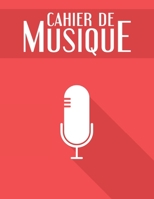 Cahier de Musique: 120 partitions vierges avec 12 portées | Format A4 | Micro sur fond rouge (French Edition) 1709547774 Book Cover