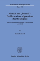 Mensch Und Person - Probleme Einer Allgemeinen Rechtsfahigkeit: Eine Rechtshistorisch-Kritische Untersuchung Zu 1 BGB 3428149092 Book Cover