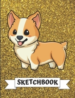 Sketchbook: Kawaii Corgi Dog Cover Design with Glitter Printed Notebook and Journal. Perfect Doodling, Sketching and Writing Book for Kids and Adult of All Ages. 1700450948 Book Cover