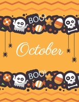 October: Boo boo Halloween orange cover and dotted pages, Extra large (8.5 x 11) inches, 110 pages, White paper (Boo boo Halloween orange notebook) 1689728515 Book Cover