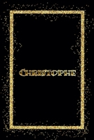 Christophe: Name Christophe Monogram Notebook - 120 Pages - Size 6x9, Soft Cover, Matte Finish- Gold Confetti Glitter Monogram Blank Lined Note Book, Writing Pad, Journal or Diary Kids, Girls Men & Wo 1660410401 Book Cover