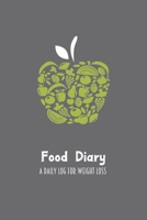 Food Diary A Daily Log for Weight Loss: Green Apple & Fruits Themed 30 Day Detailed Tracker for Carbohydrates, Protein & Sugar Intake 1698591179 Book Cover