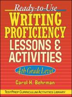Ready-to-Use Writing Proficiency Lessons and Activities: 4th Grade Level 0130420123 Book Cover