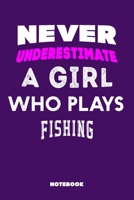 Never Underestimate a Girl Who Plays Fishing: 120 Pages, 6x9, Soft Cover, Matte Finish, Lined Sport Journal, Funny Sport Notebook, perfect gift for Fishing Supporter 1651019452 Book Cover