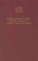 Critique of Beckett Criticism: (A A Guide to Research in English, French and German (Literary Criticism in Perspective) 1879751933 Book Cover