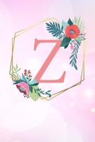 Z: Monogramm Buchstabe Z 120 Seiten DIN A5 Notizbuch Marmor Gold Rosa personalisiert Name farbige Blumen Initial Tagebuch f�r Frauen und M�dchen 1700661140 Book Cover