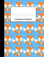 Composition Notebook: Wide Ruled Kids Writing Book Little Fox on Blue Design Cover 1089070306 Book Cover