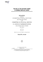 The role of the secondary market in subprime mortgage lending B0849TVRZ5 Book Cover