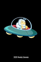 2020 Weekly Calendar: Yeti Abominable Snowman Snow Monster Driving a UFO Spaceship into Outer Space Gift for Men Women Boys Girls Teens 1696593379 Book Cover