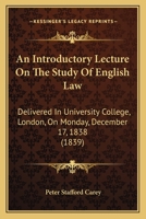 An Introductory Lecture On the Study of English Law 102286422X Book Cover