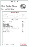 North Carolina Criminal Law and Procedure-Pamphlet 26 1502745658 Book Cover