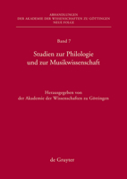 Studien zur Philologie und zur Musikwissenschaft 3110217635 Book Cover