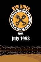 Raw Rider Since July 1983: Initial Raw Rider Since July 1983 Notebook for Motorcycle Rider, Black & Yellow 6 x 9 with 120 pages Soft Matte Cover 1671308301 Book Cover