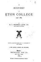 A history of Eton College, 1440-1884 1143420195 Book Cover