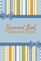 Password Book: Blue Background with Stripes and Ribbon 1720975892 Book Cover