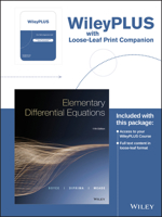 Elementary Differential Equations, 11e WileyPLUS Registration Card + Loose-leaf Print Companion 1119336546 Book Cover