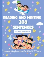Reading And Writing 200 Sentences For 1st and 2nd Grade: Handwriting Practice For Kids 5-7 | Blue Cover B0DQP2DY2Y Book Cover