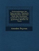 Untersuchungen �ber Papyrusrollen, Koptische Handschriften Und Eine Stelle Mit Dreifacher Inschrift Im K�niglichen �gyptischen Museum Zu Turin 1249781256 Book Cover