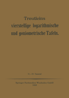Treutleins Vierstellige Logarithmische Und Goniometrische Tafeln 3663198340 Book Cover