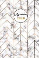Agenda 2020: planificateur journalier 2020- Planificateurs Semainier Agenda hebdomadaire - motif abstrait marbre blanc ligne d'or (French Edition) 1661880630 Book Cover