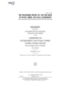 The Endangered Species Act and the roles of states, tribes, and local governments B083XGJZGS Book Cover