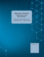 Blue 8.5x11 Quad Ruled Graph Paper Composition Notebook.: 4 Squares Per Inch Quad Ruled, 100 Sheets (200 pages). 1700153676 Book Cover