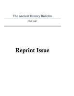 The Ancient History Bulletin Volume One: Reprint Issues 1976051142 Book Cover