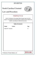 North Carolina Criminal Law and Procedure-Pamphlet 32 1502913070 Book Cover