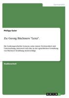 Zu: Georg Buchners -Lenz-. 3638661547 Book Cover